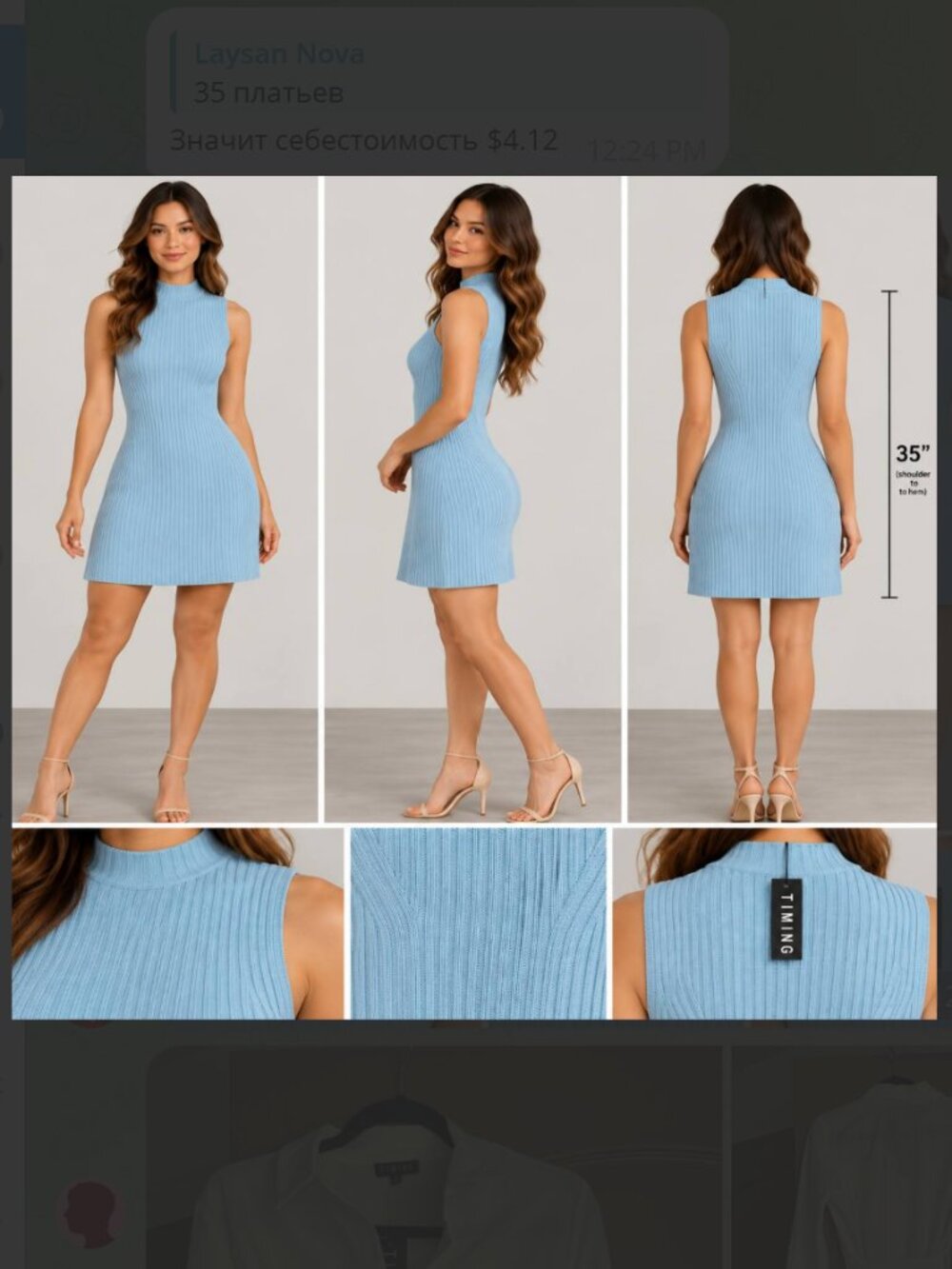 Woman Timing Sleeveless Ribbed Midi Dress - Sky Blue size M